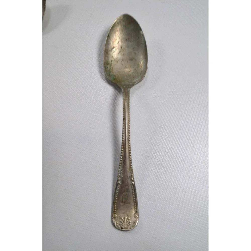 Vintage Brazil Silver 6‎ Forks - 6 Spoons & 1 Serving Spoon Monogram 